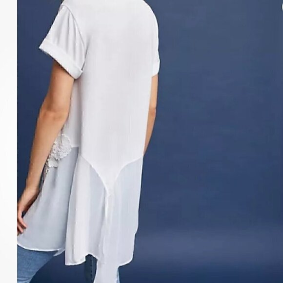 ANTHROPOLOGIE AKEMI + KIN KRIS TUNIC FLORAL LACE SHIRT SLEEVE TOP WHITE -SIZE XS - Picture 2 of 11